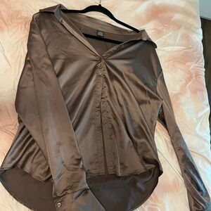Wild Fable Brown Long Sleeve Button Down Shirt